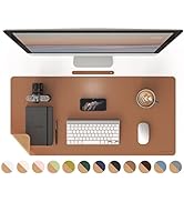 RENMTURE Dual-Sided Desk Pad, Natural Cork &amp; PU Leather Large Mouse mats for Office and Home Work...