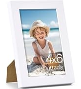 Vittanly 4x6 Picture Frame, Made of Solid Wood and Shatterproof Plexiglass, Wooden Photo Frame fo...