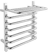 Tangkula Towel Warmer with Top Shelf, 10 Bars Wall Mounted Electric Heated Towel Rail for Bathroo...