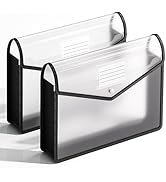 XingDuing 2 Pack Plastic Expanding File Folder, Transparent envelopes with Snap Closure, Fit Lett...