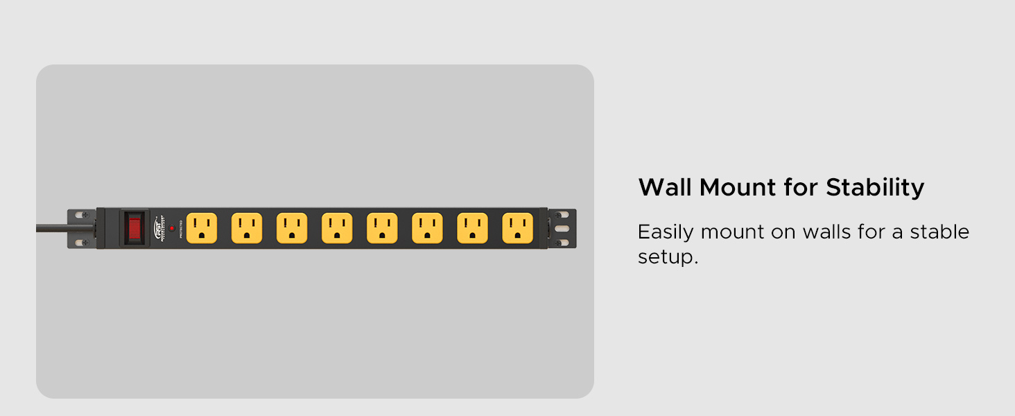 heavy duty garage office power strip wall mount