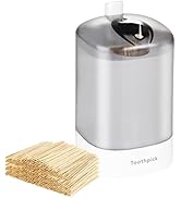 TRTRin Toothpick Dispenser-With Bamboo Wooden Toothpicks [600 Count], Pop-Up Automatic Toothpick ...