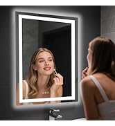 24''X36''LED Bathroom Mirror with Lights,Induction Switch,Backlit+Front Lit,Anti-Fog,Shatter-Proo...