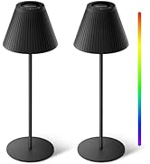 Honeywell 2 Pack Cordless Table Lamp - M1 Sunturalux 5200mAh Rechargeable Lamp RGB Colors Steples...