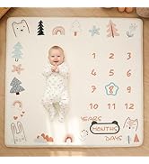 1.3" Thick Playmat for Floor, 50 x50 Monthly Milestone Mat, Padded Support Soft Plush Nursery Mat...