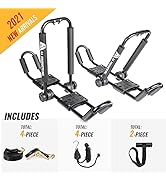 AA-Racks J-Style Bilateral Folding Kayak Carrier for Canoe, 180° Folding Motion Kayak Roof Rack f...