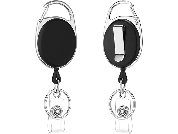 Heavy-duty Retractable Badge Holder Reels with Carabiner &amp; Belt Clip &amp; Key Ring