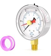 BOGERDACK 0-100PSI Stainless Steel with Reset Pointer Liquid Filled Pressure Gauge, 2.5" Dial Siz...