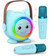 Mini Karaoke Machine Toy for Kids, Portable Karaoke Machine with 2 Wireless Microphone for 4,5,6,...