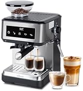 HousesAid Espresso Machine with Grinder &amp; Milk Frother, 20 Bar Coffee &amp; Espresso Maker Combo, LED...