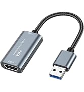 HDMI Video Capture Card, 4K HDMI to USB 3.0 Capture Card for Streaming Gaming Recording, 1080P 60...