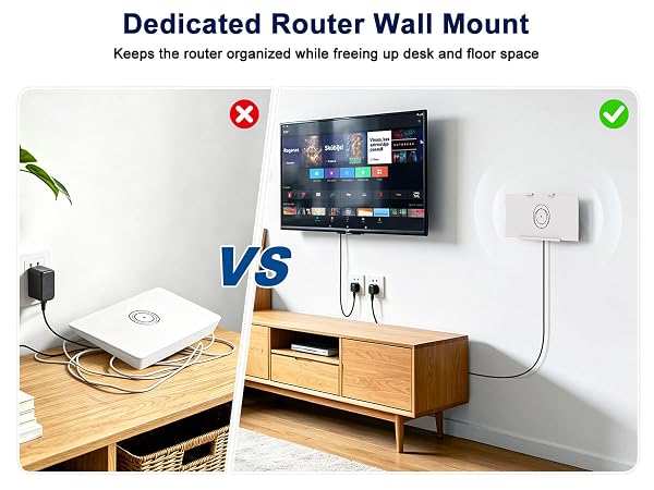 Keeps the router organized while treeing up desk and floor space