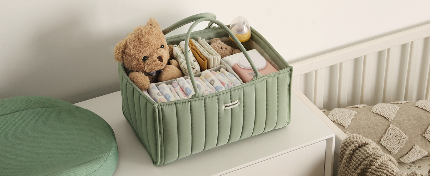 Nursery Storage Bin for Diapers and Baby Wipes