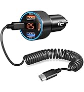 Car Charger USB C, 65W Multi Port Dual 12V Cigarette Lighter USB Charger with Voltage Display QC/...