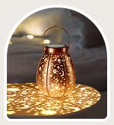Solar Lanterns Outdoor Waterproof, Kingsyard Outdoor Solar Hanging Lantern Lights Starry Pattern,...