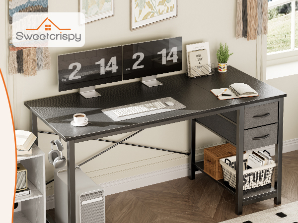 Computer Desk with 2 Fabric Drawers