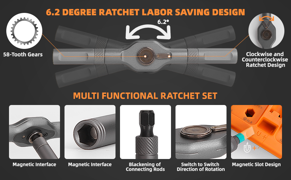24 in 1 magnetic ratchet screwdriver set