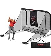 Zealfeel Golf Net, 10x7ft/8x8ft Golf Enclosure Net with Side Barriers/Auto-Ball Return, Low-Noise...