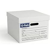 BOX USA Boxes with Lids and Handles (12-Pack) - File Storage Boxes for Office Supplies, Book Stor...