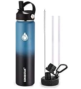 SENDESTAR Water Bottle 24oz Double Wall Vacuum Insulated Leak Proof Stainless Steel Sports Water ...