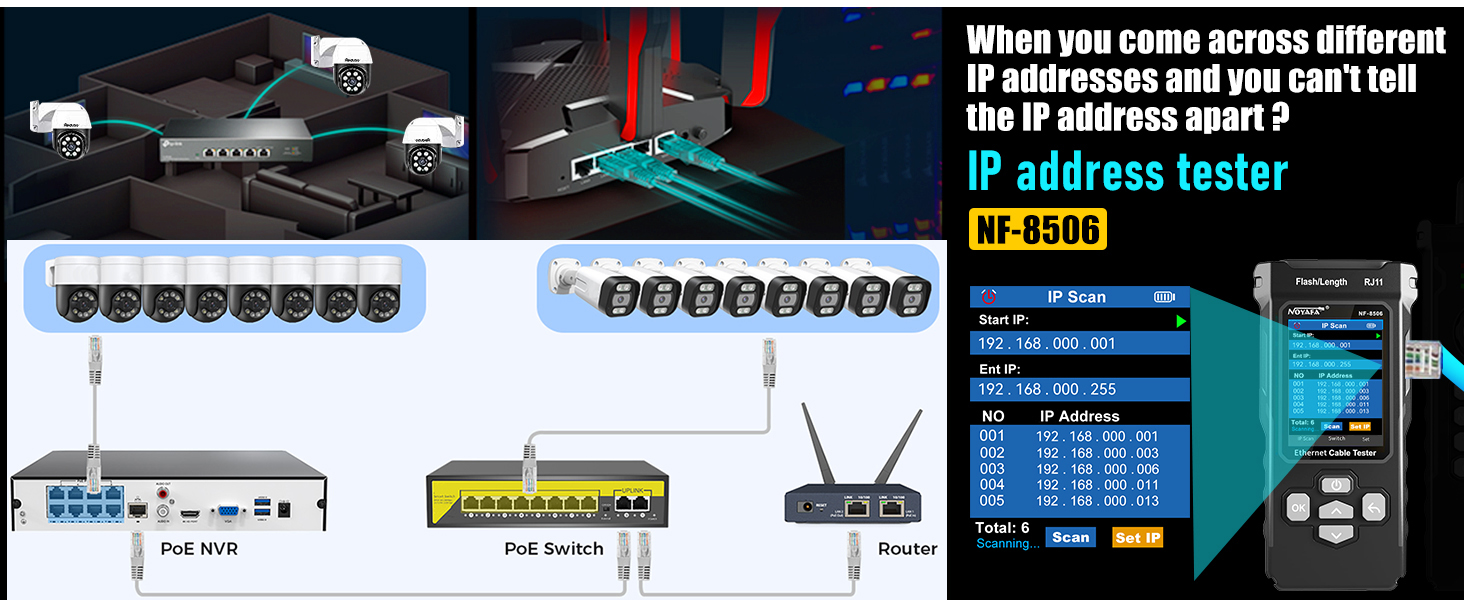 NOYAFA NF-8506 RJ45 RJ11 CAT5 CAT6 CAT7 CAT3 IPC tester