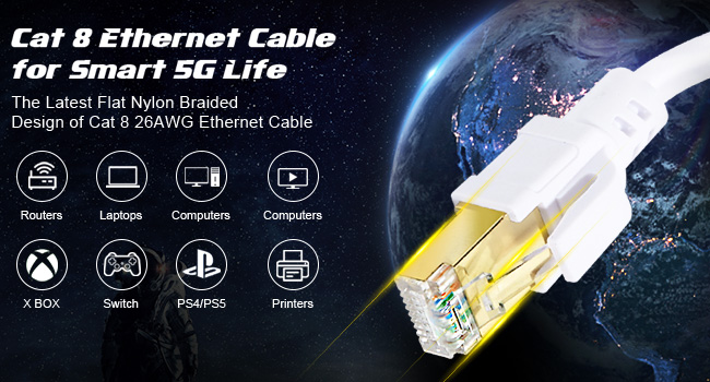 Cat8 Ethernet cable multi-compatible