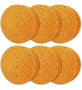 Spunspn 6Pcs Cellulose Sponges, Round Kitchen Clean Sponges Non-Scratch Compressed Dish Scrubber ...