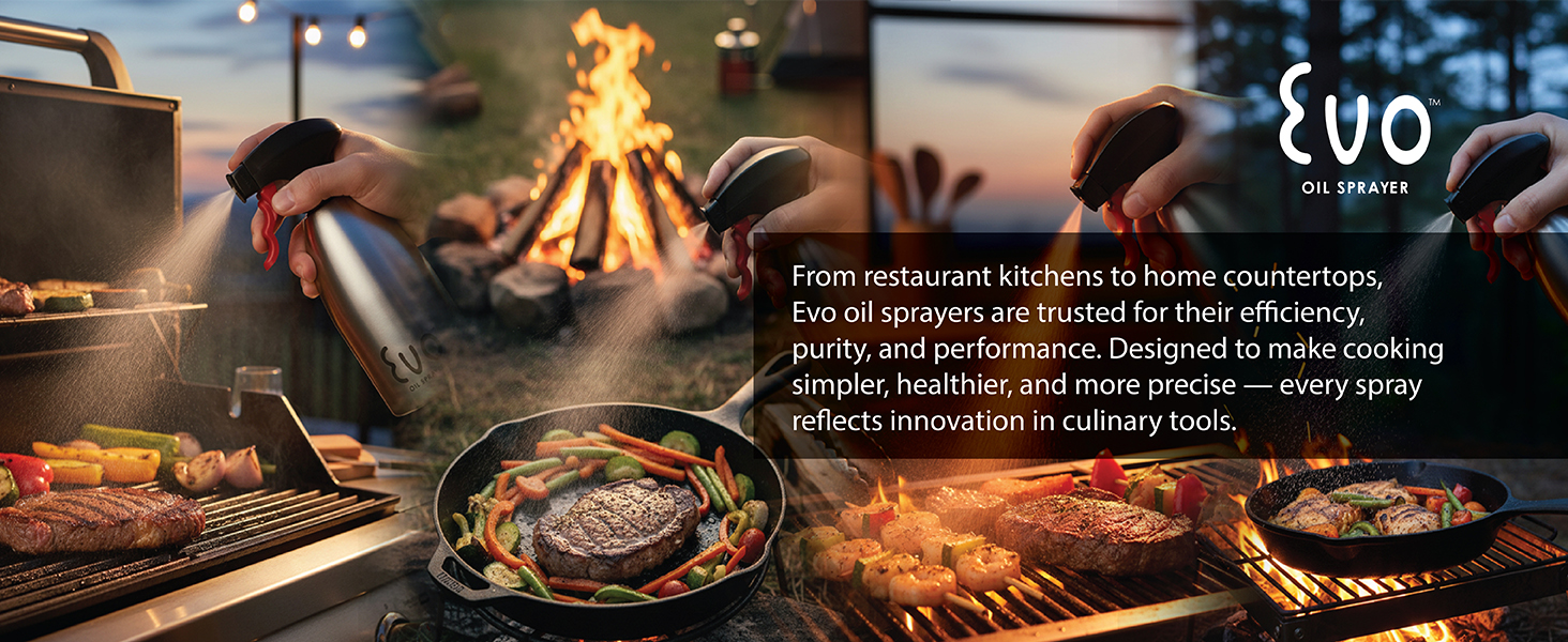 Evo Oil Sprayer 18/8 Stainless Steel, Non-Aerosol for Olive, Cooking Oils, and Vinegars