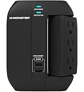 Monster Wall Tap Plug 6-Outlet Extender with Outlet Surge Protector for Home, Travel, Office, Hom...