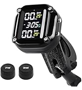 Motorcycle Wireless Tire Pressure Monitoring System, Motorcycle TPMS with 2 External Sensors, LCD...