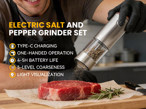 Electric Salt and Pepper Grinder Set