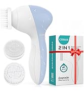 COSLUS Facial Cleansing Brush Silicone Face Scrubber: 2 in1 FBS-D Electric Exfoliating Massage De...