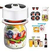 QUEENLINK Automatic Mason Jar Vacuum Sealer Kit with Reusable Lids &amp; Digital Display - 20s One-To...