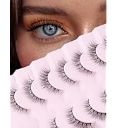 Natural Lashes Wispy Cat Eye Lashes 12mm False Eyelashes Natural Look Strip Lashes Thin Cotton Ba...