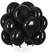 20 Pieces 18 Inches Black Round Foil Balloons, Metallic Mylar Balloons for Halloween, Graduation,...