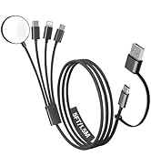 Travel Essentials, 4 in 2 Multi Charging Cable for Apple Watch Charger/iPhone Charger,USB C Cable...