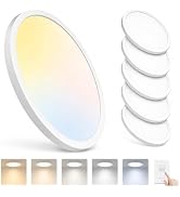 6Pack 3200LM Dimmable LED Flush Mount Ceiling Lights, 12 Inch 5CCT Selectable 2700K-6500K, Super ...
