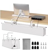 Under Desk Cable Management Tray - 36" Cord Organizer for Desk No Drill, Fabric Under Table Wire ...