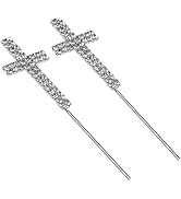 Toddmomy 2Pcs Silver Rhinestone Cross Cake Topper Crystal Cross Cake Topper Cupcake Topper Picks ...