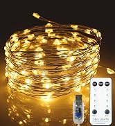 QBIS 100 Warm White USB Powered LED String Lights, fairy lights for bedroom with Remote, twinkle ...