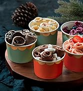 Confettiville red and green ice cream cups with gold scalloped edges for festive holiday parties.