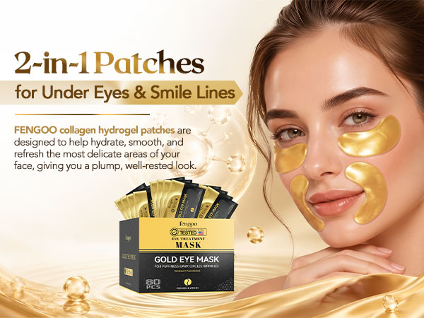 FENGOO Collagen Under Eye Patches &amp;amp;amp; Smile Line Patches are infused with sodium hyaluronate