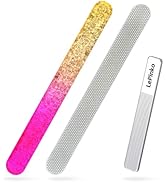 Diamond Nail File with Crystal Nail Shiner Set, Stainless Steel Nail File with Nano Glass Buffer,...