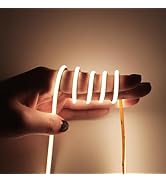 MALIIGAZA 3mm 12V COB LED Strip Light Neutral white 4000K, Flexible Cuttable Dimmable Super Slim ...