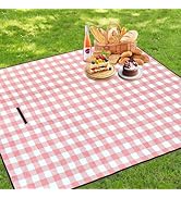 juanooo 1.7 Lbs Cute Gingham Waterproof Large Picnic Blanket 76
