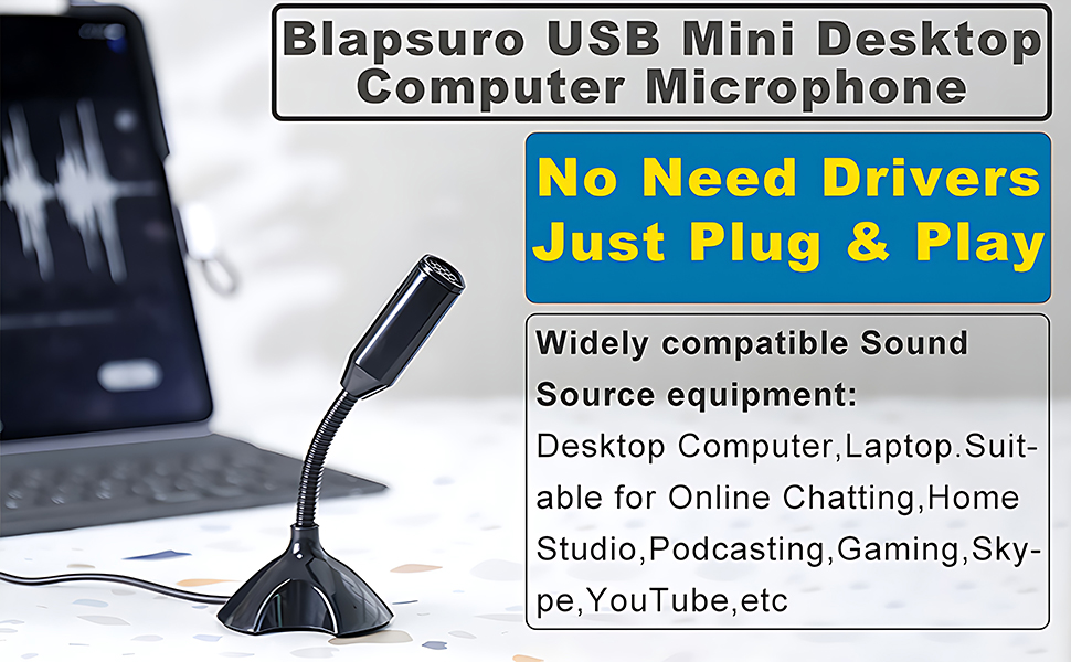 M306 Mini USB Microphone for Desktop Computer and Laptop,Portable USB Condenser Mic