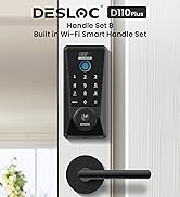 DESLOC D110 Plus Built-in Wi-Fi Smart Lock with 2 Lever Handles, Fingerprint Keyless Entry Door L...