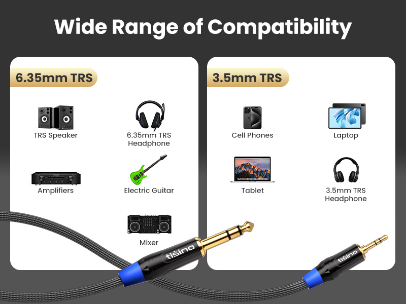 1/8 to 1/4 stereo cable