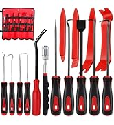 KEZE 15Pcs Carbon Steel Precision Pick &amp; Hook and Trim Removal Tool Set with Scraper and Magnetic...