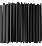 [500-Pack] Plastic Straws - 7.75 Inches Long, Drinking Straws, Standard Size, Bulk Pack, Black